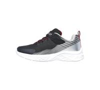 Skechers Boys, Baskets, Black Textile/Synthetic/Silver & Red Trim,