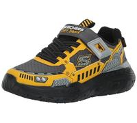Skechers Boys, Baskets, Charcoal Synthetic/Textile/Yellow Trim,