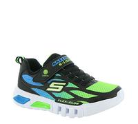 Skechers Boy's Flex-Glow Dezlom Trainers, Black Synthetic/ Textile/ Blue & Lime Trim, 35.5 EU