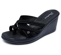 Skechers Cali Rumblers-Beautiful People Sandales compensées pour femme, noir, 37 EU