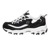 Skechers Baskets D'lites Biggest Fan Femme – Trubuck noir, mesh blanc, liseré argenté – 37 EU