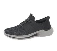 Skechers Chaussures à Enfiler Garner Newick pour Homme, Textile synthétique Noir, 47.5 EU