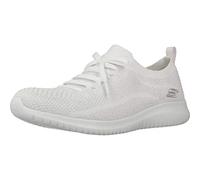 Skechers Chaussures de Salutation Ultra Flex pour Femme, Blanc/argenté, 35 EU