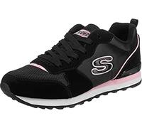 Skechers Chaussures de survêtement 155287 pour Femme, Maille en Daim Noir et Bordure Rose, 39.5 EU