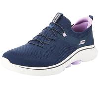 Skechers Chaussures Go Walk 7 pour Femme, Bordure en Textile Bleu Marine Lavande, 35 EU
