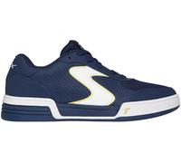 Skechers Homme Viper Court Classic Basket, Navy Leather/Synthetic/Textile/Yellow Trim, 43.5 EU