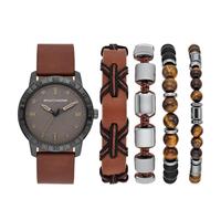 Skechers Coffret pour Homme Comprenant Une Montre Stackable à 3 Aiguilles en Alliage de Couleur Gris Anthracite et Un Bracelet, SR9090