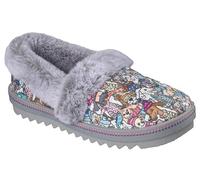 Skechers Cozy Kiss Bundled Bark pour femme, Gris/multicolore | Pantoufles décontractées, semelle intérieure Skechers en mousse à mémoire de forme, doublure en fausse fourrure, végétalien
