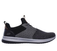 Skechers Baskets Homme Delson Camben – Noir/Gris maille synthétique Vegan – Taille 45,5 EU