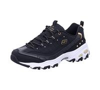 Skechers D'Lites Baskets de Nuit pour Femme, Duraleather Noir Bordure dorée, 42 EU