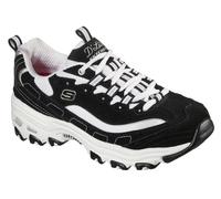 Skechers Baskets Femme D'Lites Biggest Fan Noir Trubuck/Blanc Mesh/Argent 36 EU