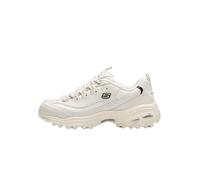 Skechers D'Lites Fresh Start Baskets pour Femme, Bordure argentée en Maille de Cuir Blanc cassé, 37 EU
