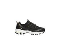 Skechers Women's D'Lites Ladies Night Trainers, Black Duraleather Gold Trim, 37 EU