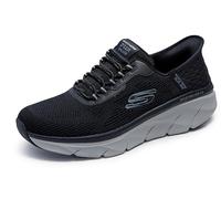 Skechers D'lux Walker 2.0 Rezinate Baskets à Enfiler Mains Libres pour Homme, Noir/Gris, 8.5 X-Wide
