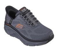 Skechers D'lux Walker 2.0 Rezinate Chaussures à Enfiler Mains Libres pour Homme, Gris Anthracite/Orange, 45 EU