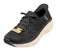Skechers D'lux Walker 2.0 Thrill Movement Baskets pour Femme, Bordure Marron Clair en Tricot Noir, 36 EU