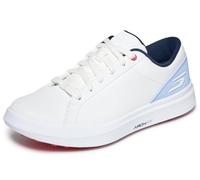 Skechers Drive 6 Arch Chaussures de Golf imperméables en Cuir pour Femme Coupe décontractée, Blanc/Bleu, 38 EU