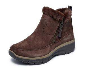 Skechers Easy Going Cool Zip! BottineFemme | Coupe décontractée, mousse à mémoire de forme refroidie à l'air, doublure en fausse fourrure, fermeture éclair latérale