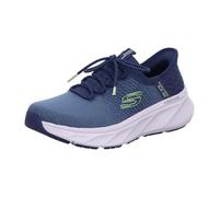 Skechers Edgeride Raygo Baskets à Enfiler Mains Libres pour Homme, Bordure en Tricot Bleu Marine Citron, 42 EU
