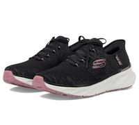Skechers Baskets Edgeride Impression Femme – Tricot noir, bordure rose – 36 EU