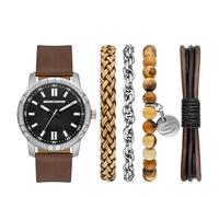Skechers Ensemble de montres à trois aiguilles en polyuréthane marron (modèle : SR9147)
