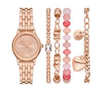 Skechers Ensemble de montres en métal doré rose à trois aiguilles (modèle : SR9148)