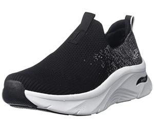 Skechers Femme 149684 Baskets, Bordure Blanche en Tricot Noir, 41 EU