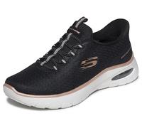 Skechers Femme AIR Summits Baskets, Black Mesh/Rose Gold Trim, 36 EU