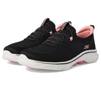 Skechers Femme Aller Marcher 7 GO Walk 7, Textile Noir Garniture Rose Vif, 35 EU