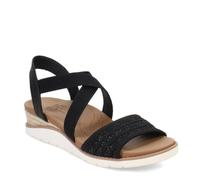 Skechers Femme Arch Fit Beach Kiss Sandale, Cuir Duraleather tricoté Noir, 39 EU