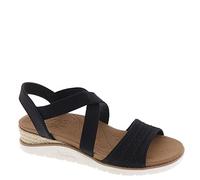 Skechers Femme Arch Fit Beach Kiss Sandale, Cuir Duraleather tricoté Noir, 38 EU