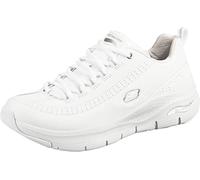 Skechers Femme Arch Fit Citi Drive Basket, Cuir Blanc Bordure Blanche Argentée, 36.5 EU