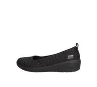 Skechers Femme Arya Sweet Glitz Baskets à Enfiler, Noir métallisé tricoté Noir, 37 EU