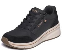 Skechers Femme Billion Flex Luxe Up Baskets, Black Duraleather Suede Mesh, 37.5 EU