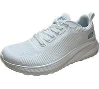 Skechers Femme Bobs Squad Chaos Face Off Basket, Tricot Technique Blanc, 38 EU