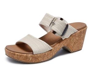 Skechers Femme Brystol Sandale cale, Beige, 39 EU