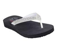 Skechers Femme Cali Jardin de Papillons de méditation, Bordure en Strass Duraleather Blanc, 36 EU