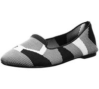 Skechers Femme Cleo-Sherlock-Engineered Knit Loafer Skimmer Ballerines, Noir/Blanc, 37.5 EU