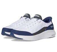 Skechers Femme Contour Foam Fashion-Sneakers, White Mesh Navy Duraleather Leather Trim, 35.5 EU