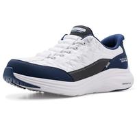 Skechers Femme Contour Foam In Motion Slip-In ENTRAINEUSE, White Mesh/Navy Duraleather/Leather/Trim, 36.5 EU