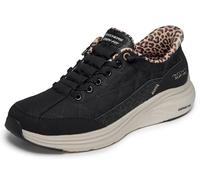 Skechers Femme Contour Foam Leopard Dream Slip-in ENTRAINEUSE, Black Mesh Duraleather Leather Leopard Trim, 39.5 EU