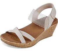 Skechers Femme Cork Wedge Sandale cale, Naturel, 39.5 EU