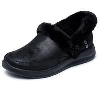 Skechers Pantoufle Confortable pour Femme – Fausse fourrure Performtex Noire – 40 EU