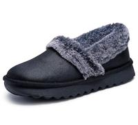 Skechers Chausson Cozy Up – microcuir noir, fausse fourrure – 41 EU