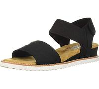 Skechers Femme Desert Kiss Flats-Sandals, Black Microfiber Suede Gore Trim, 40 EU