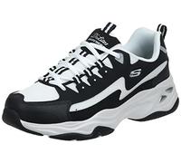 Skechers Femme D'Lites 4.0 Basket, Cuir Noir et Bordure en Maille Blanche, 38.5 EU