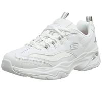 Skechers Femme D'lites 4.0 Fresh Diva Sneaker, White Leather Mesh Gray Trim, 39.5 EU