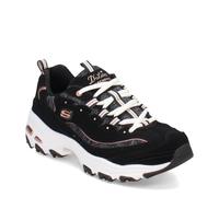 Skechers Femme D'Lites-Me Time Lace Up Fashion Sneakers Basket, Or Rose Noir, 7.5 US Wide