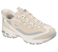 Skechers Femme D'Lites Smooth Nostalgia Basket, Natural Leather/Duraleather/Grey Mesh/Trim, 42 EU