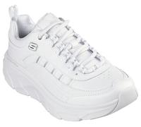 Skechers Femme D'Lux Walker 2.0 Golden Step Basket, White Leather/Silver Trim, 40 EU